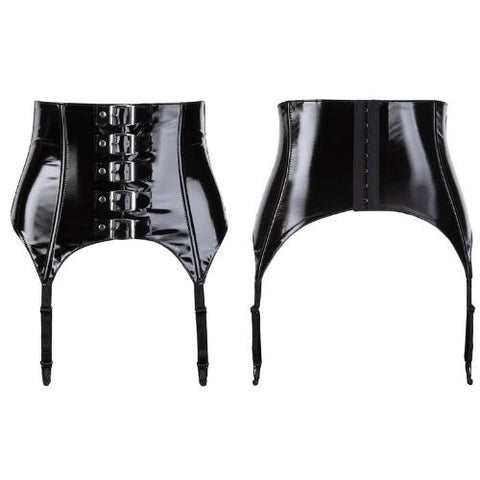 Black Level Vinyl Suspender Belt Black from Nice 'n' Naughty