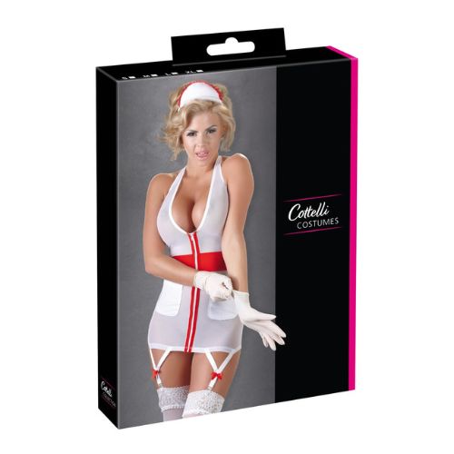Cottelli Powernet Nurse Outfit White with Red Cross Detail from Nice 'n' Naughty