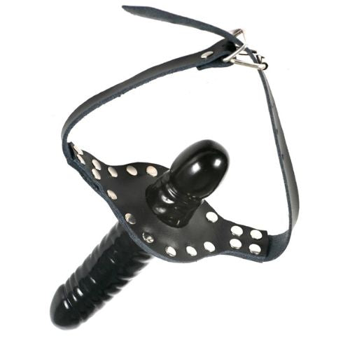 Honour Leather Double Penis Gag Black from Nice 'n' Naughty