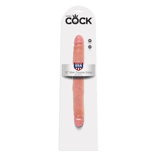 King Cock 12" Slim Double-Ended Dildo Light Skin Tone from Nice 'n' Naughty