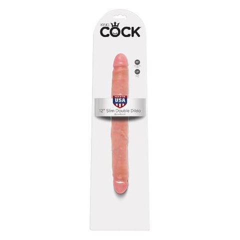 King Cock 12" Slim Double-Ended Dildo Light Skin Tone from Nice 'n' Naughty