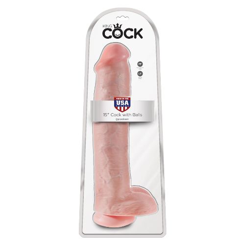King Cock Dildo with Balls 15" Light Skin Tone from Nice 'n' Naughty