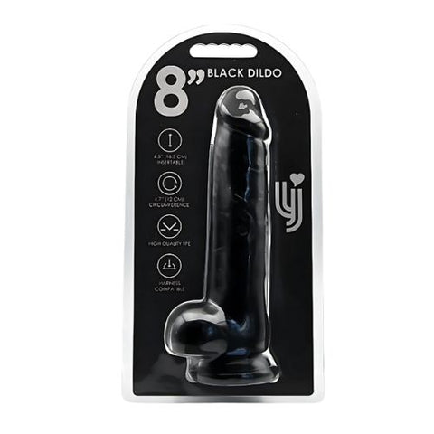 Loving Joy 8" Dildo w Balls Black TPE from Nice 'n' Naughty