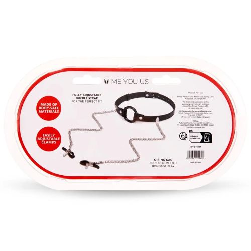 Me You Us Open Gag with Clamps Black from Nice 'n' Naughty