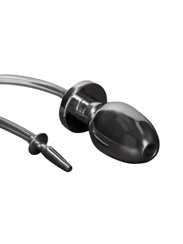 Shots Steel Fire Hose Penis Plug w Butt Plug